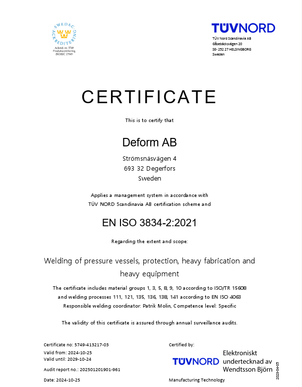 DIN EN ISO 3834-2 (EN 729-2)